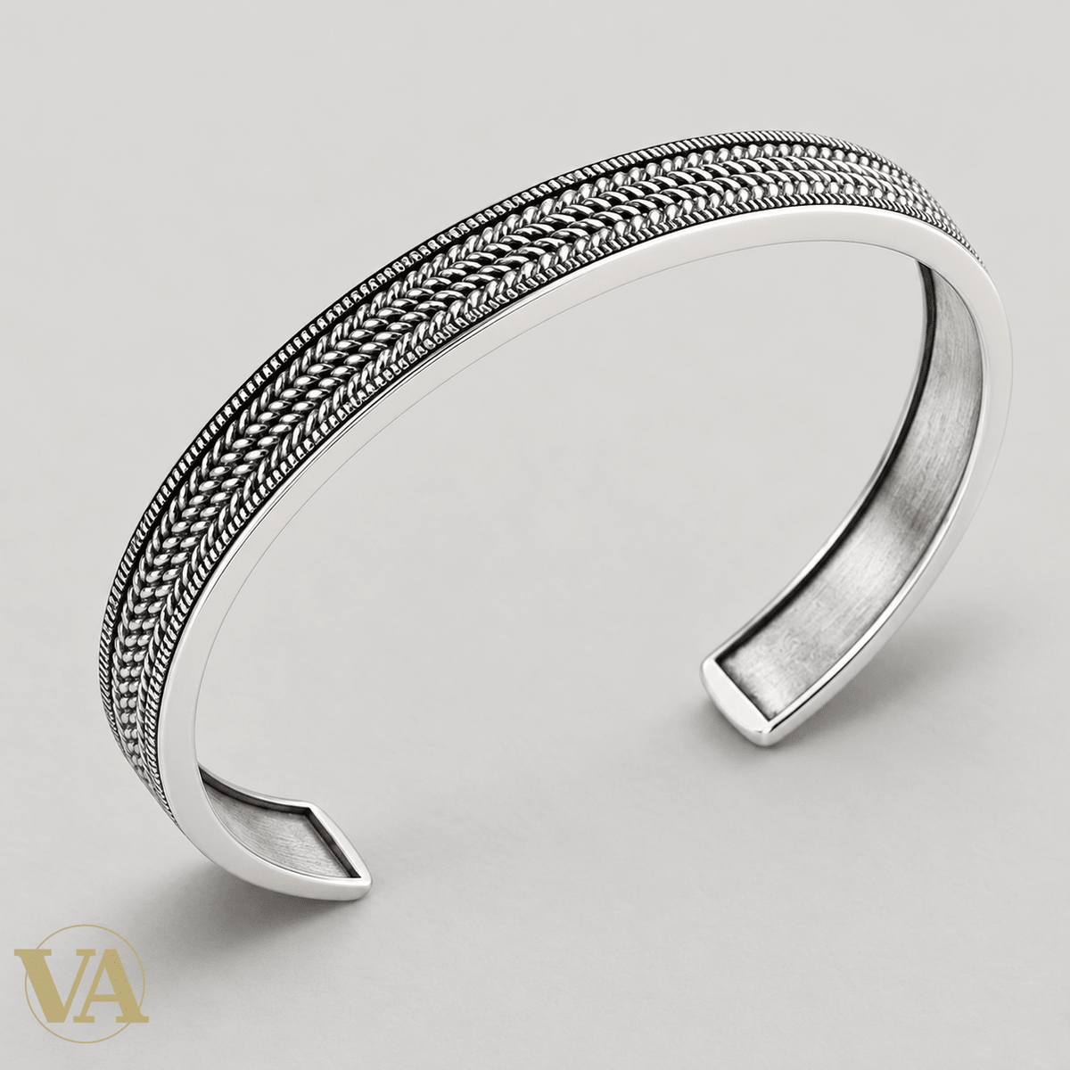 Jonc Homme Argent 925 – Motifs Tressés – Ø 66 mm - Argent 925 - Vindicta