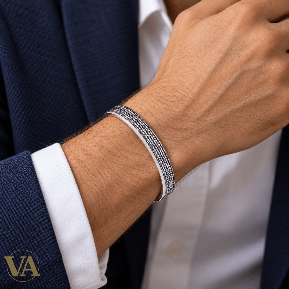 Jonc Homme Argent 925 – Motifs Tressés – Ø 66 mm - Argent 925 - Vindicta