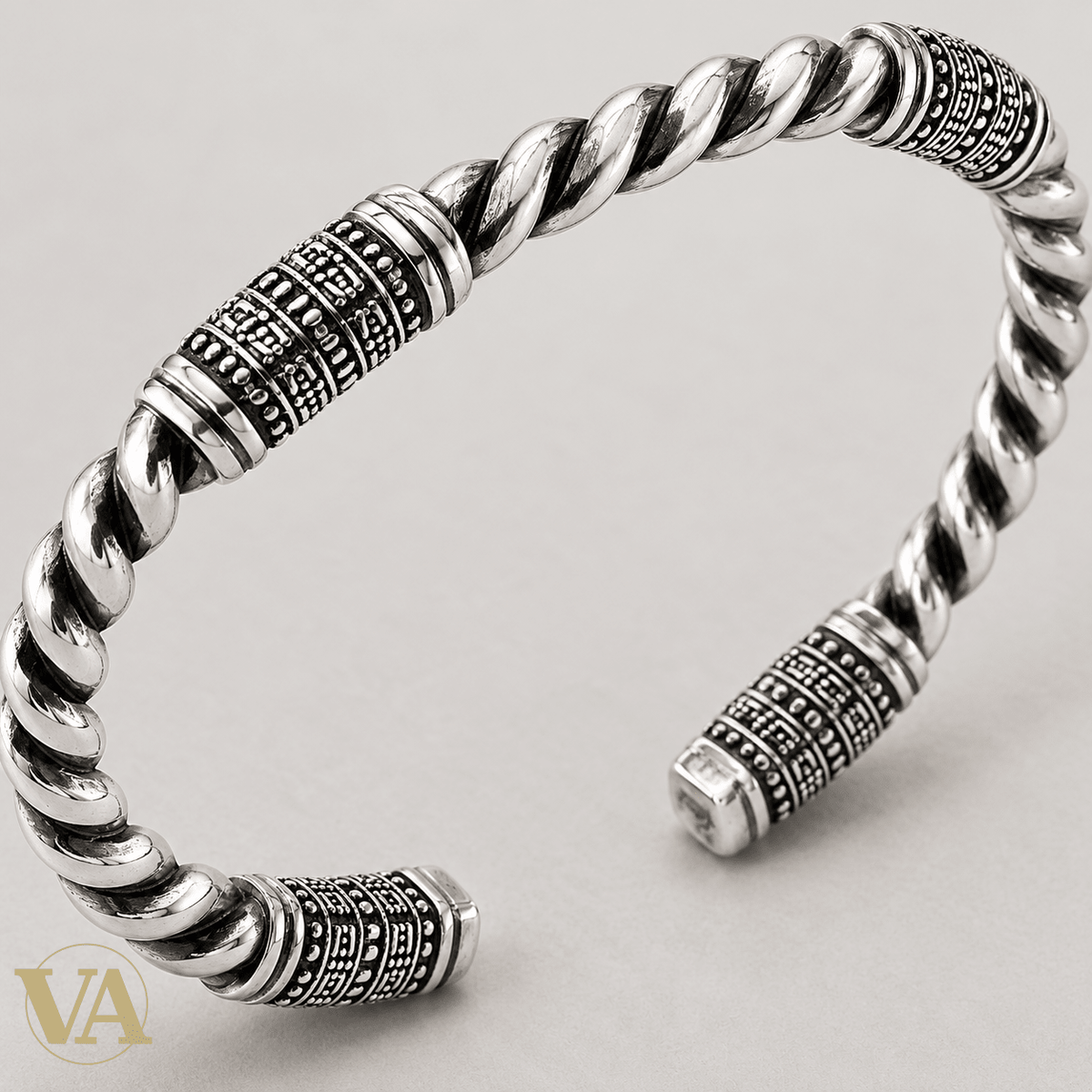 Jonc Homme Argent 925 – Torsade et Bagues Décoratives - Argent 925 - Vindicta