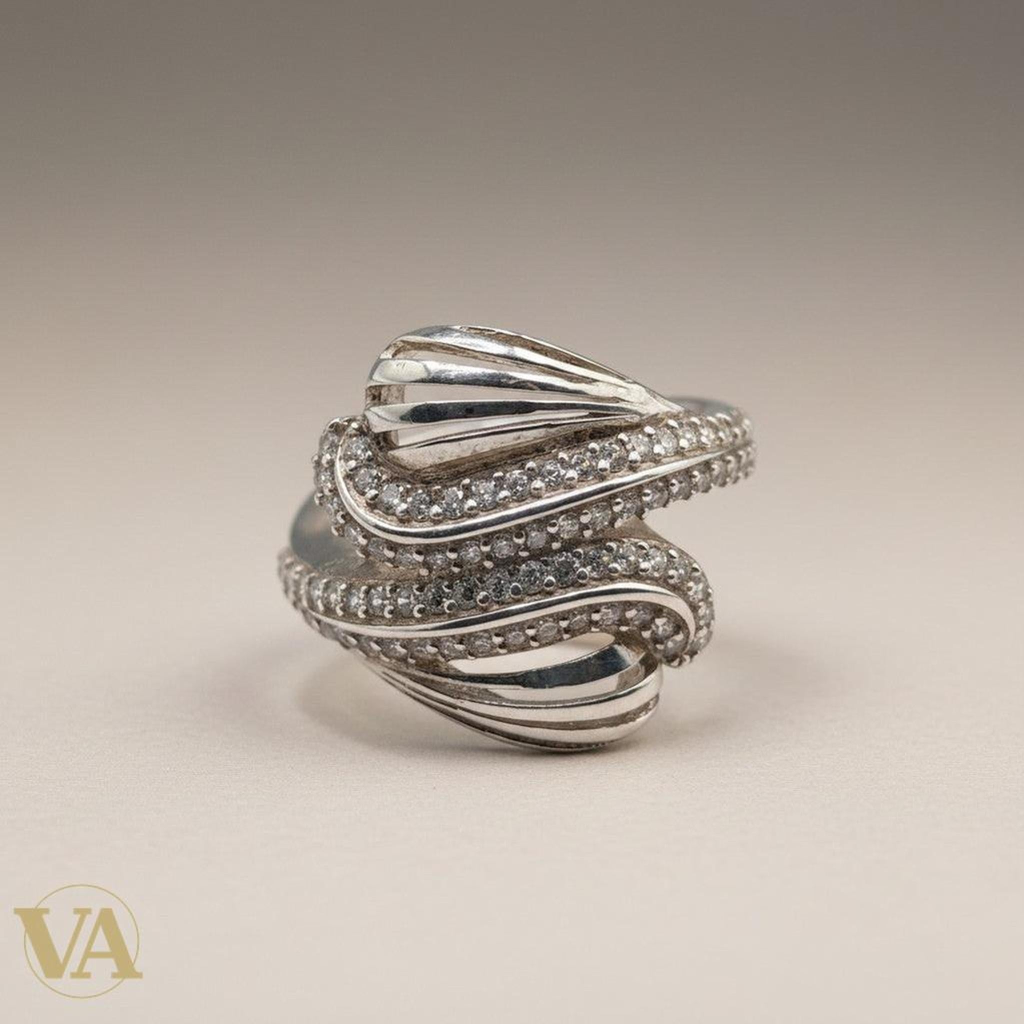 Bague femme Argent 925 Massif Zirconium Design Enroulé | Bijoux Vindicta