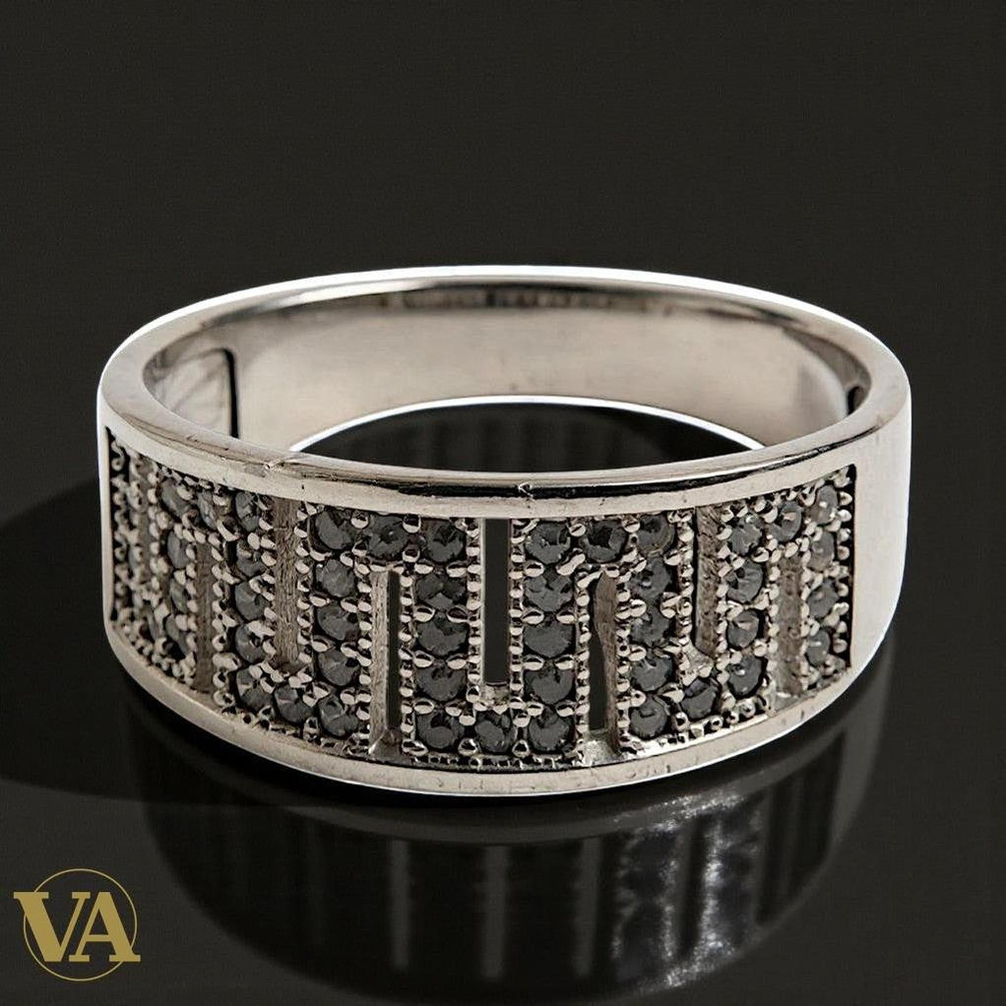 Bague femme argent 925 – Design géométrique serti de marcassites – Élégance contemporaine | Bijoux Vindicta