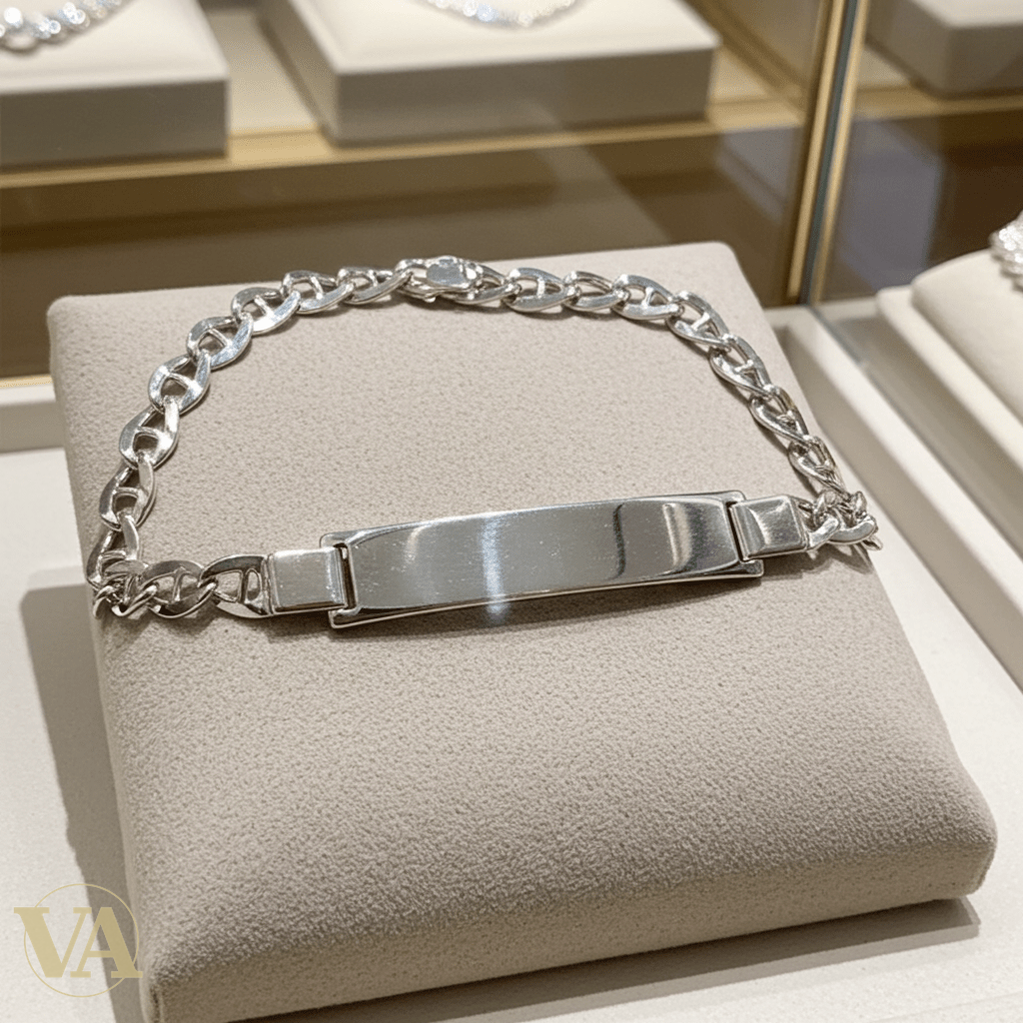 Bracelet Homme Argent 925 – Maille Fine & Plaque 38 mm - Argent 925 - Vindicta