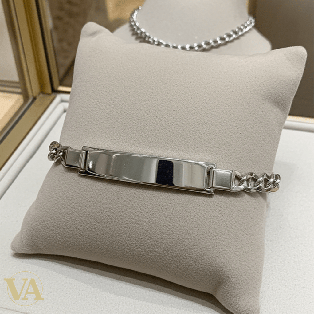 Bracelet Homme Argent 925 – Maille Fine & Plaque 38 mm - Argent 925 - Vindicta