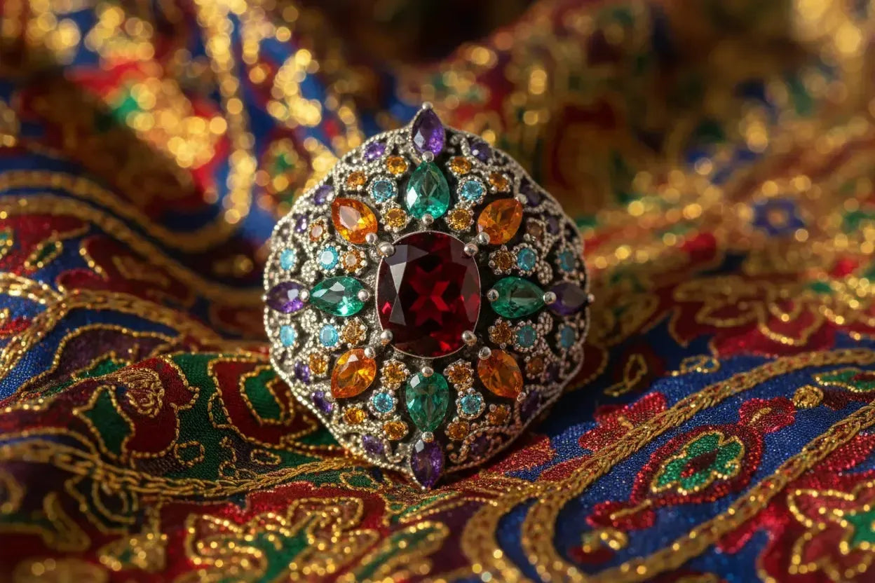 Pierres Multicolores : Palette Orientale et Opulence Colorée-Vindicta : Bijoux Argent 925 Massif, Luxe et Héritage