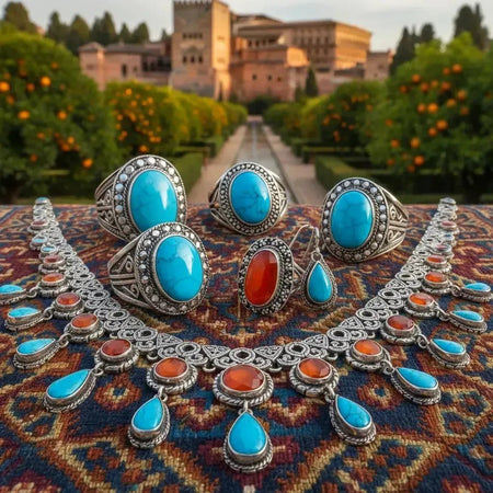Turquoise et Cornaline : Pierres d'Andalousie en Argent 925