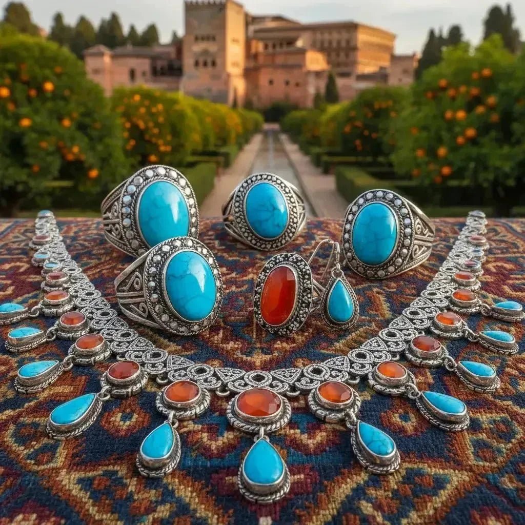 Turquoise et Cornaline : Pierres d'Andalousie en Argent 925 - Vindicta : Bijoux Argent 925 Massif, Luxe et Héritage