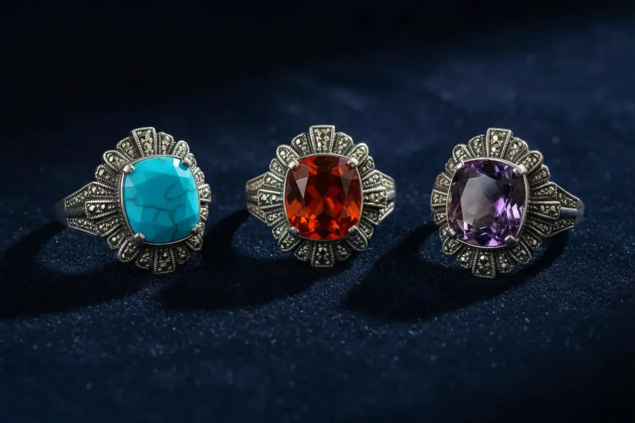 Marcassite et Pierres de Couleur : L'Alliance Parfaite de l'Art Déco