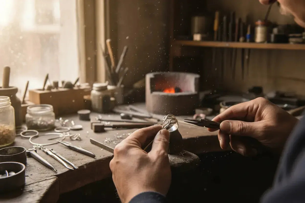 Fabrication d'un bijou en argent 925 - coulisses de l'atelier orfèvre