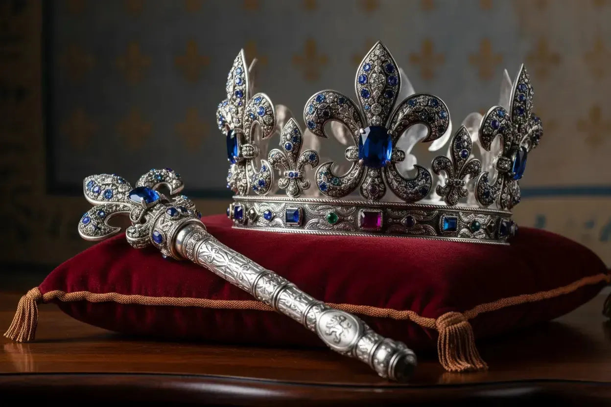 Couronne et Sceptre : Insignes Royaux en Argent Massif-Vindicta : Bijoux Argent 925 Massif, Luxe et Héritage