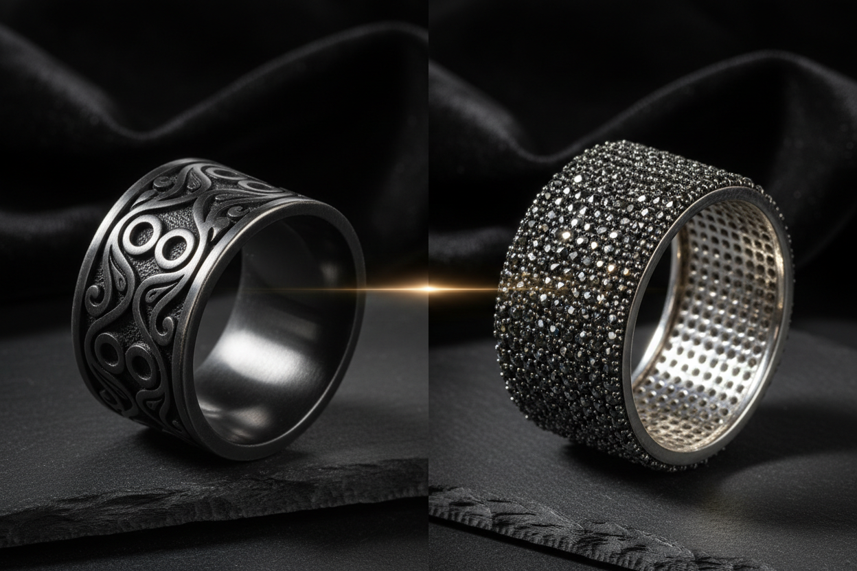 Argent noirci vs marcassite en argent 925 - comparaison techniques et rendus