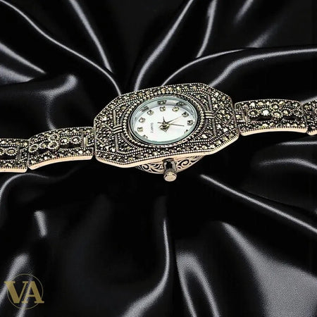 Montre-Bracelet Marcassite Argent 925 : Élégance Vintage des Années 20