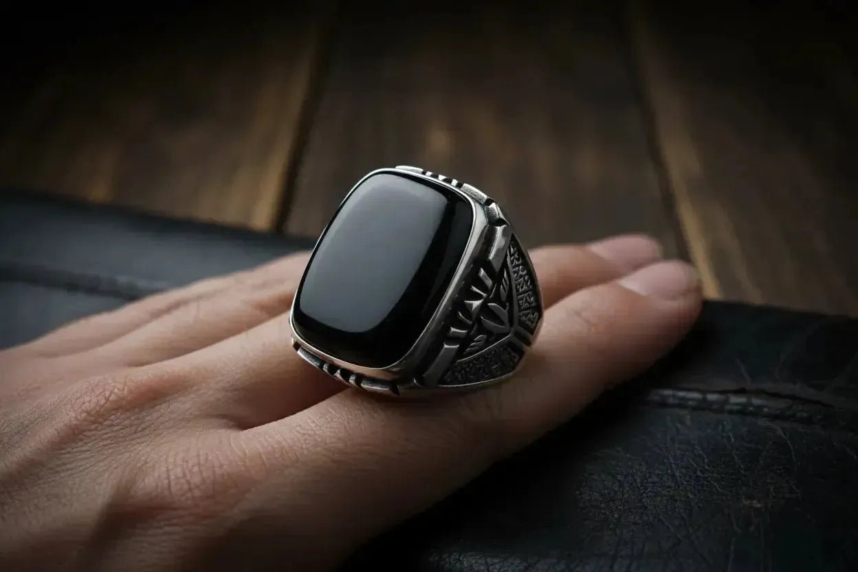 Bagues homme onyx noir argent 925 - élégance sombre et puissance masculine