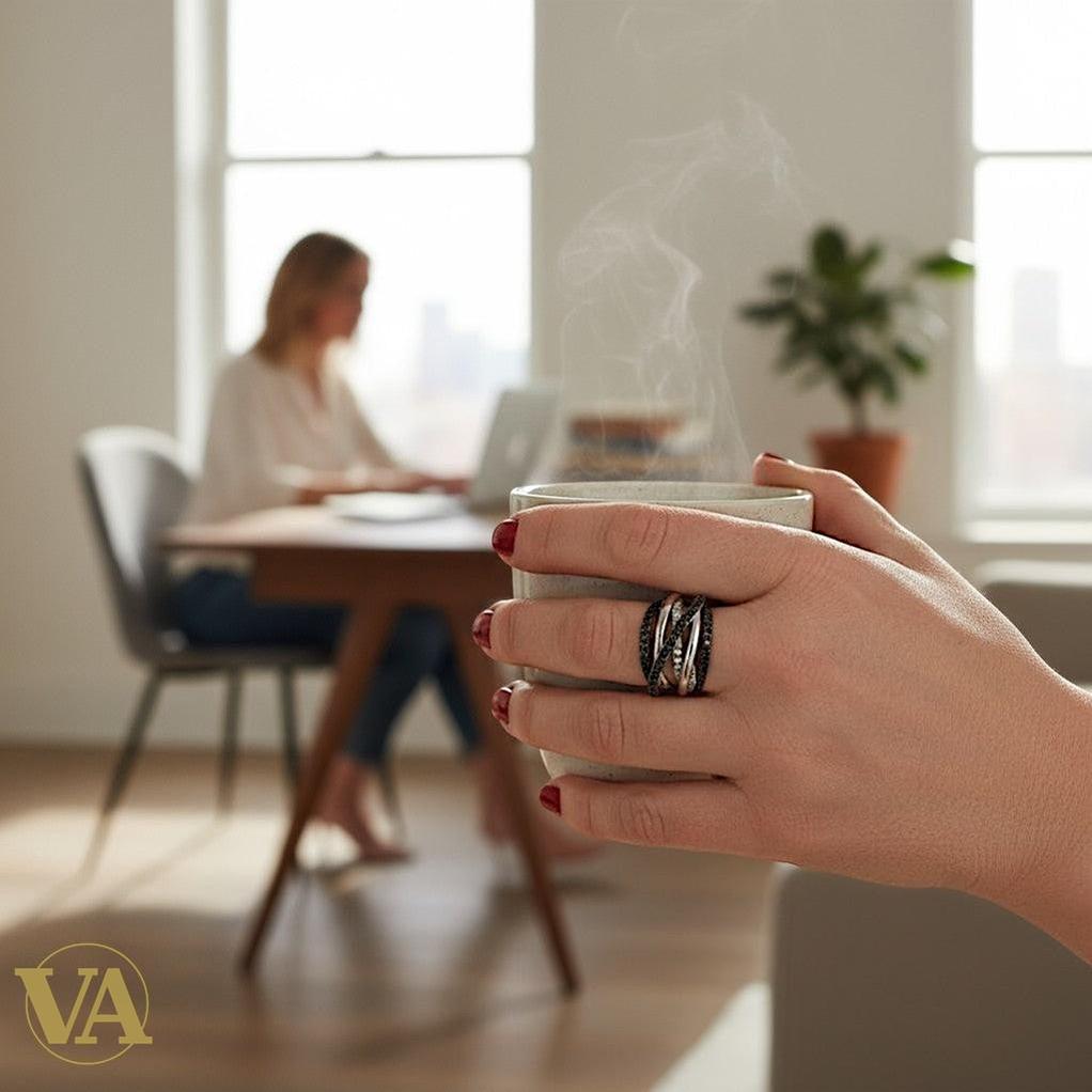 Bague Femme Argent 925 Anneaux Croisés