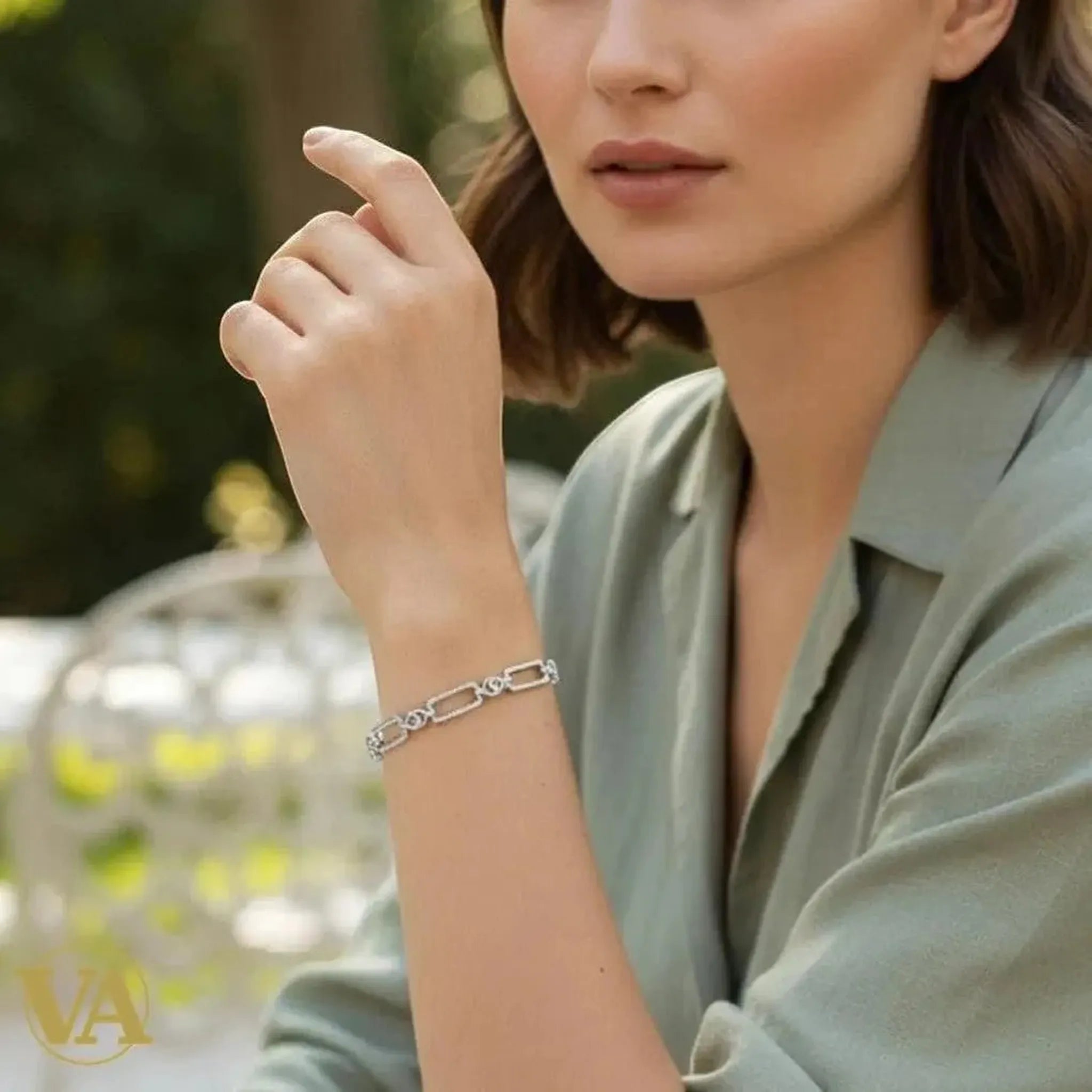 Bracelet Femme en argent 925 – Maillons rectangulaires pavés de zirconiums | Bijoux Vindicta
