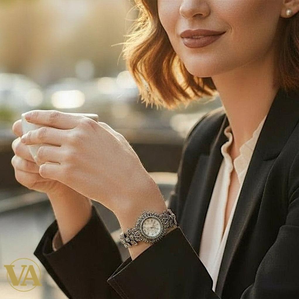 Bracelet-Montre Femme Argent 925 & Marcassite | Bijoux Vindicta