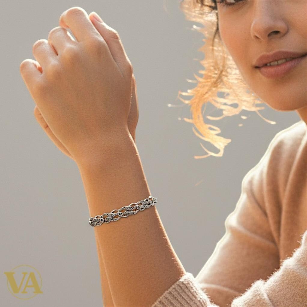 Bracelet Femme Argent 925 avec Marcassite