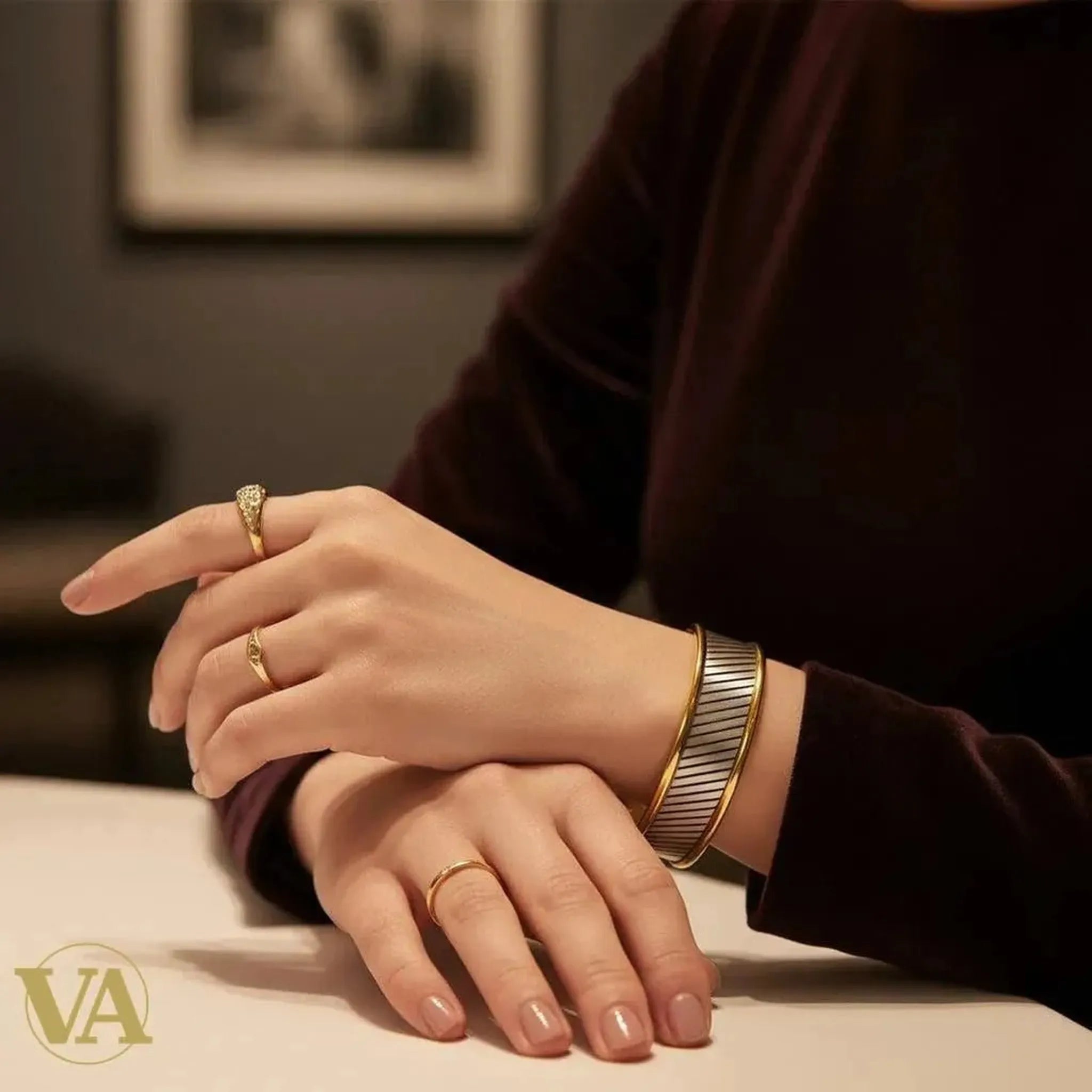 Bracelet Femme Jonc Élégance Bicolore – Argent 925 & Plaqué Or | Bijoux Vindicta