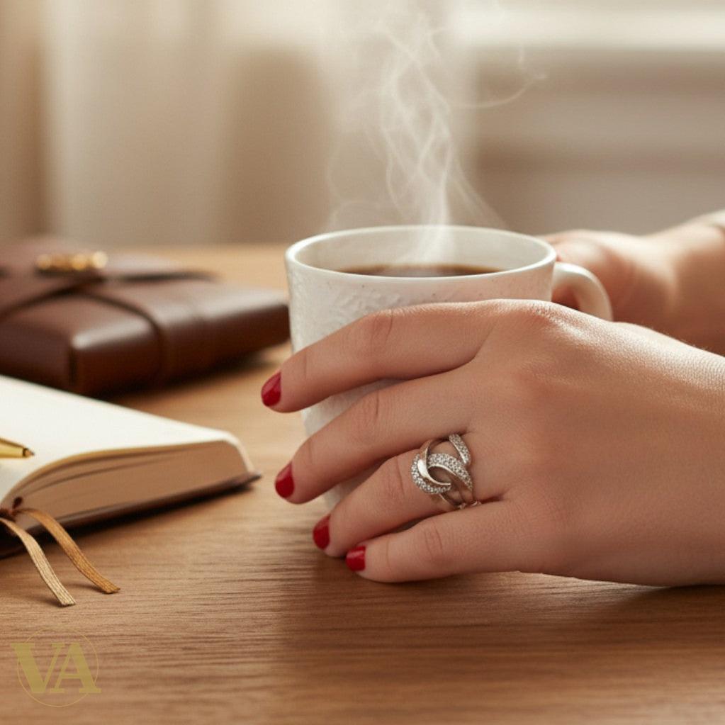 Bague femme en argent 925 design entrelacé