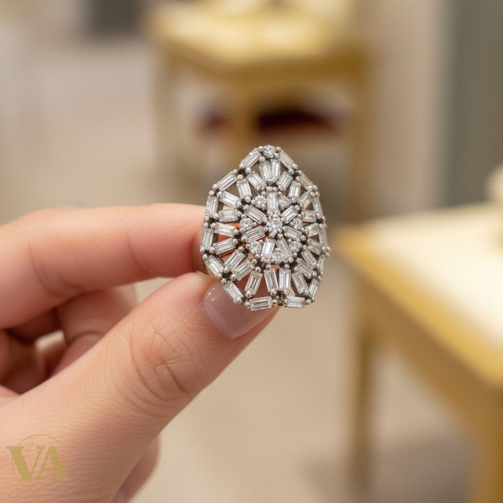 Bague Femme Argent 925 Pavée de Zirconiums – Design Joaillerie Étincelant