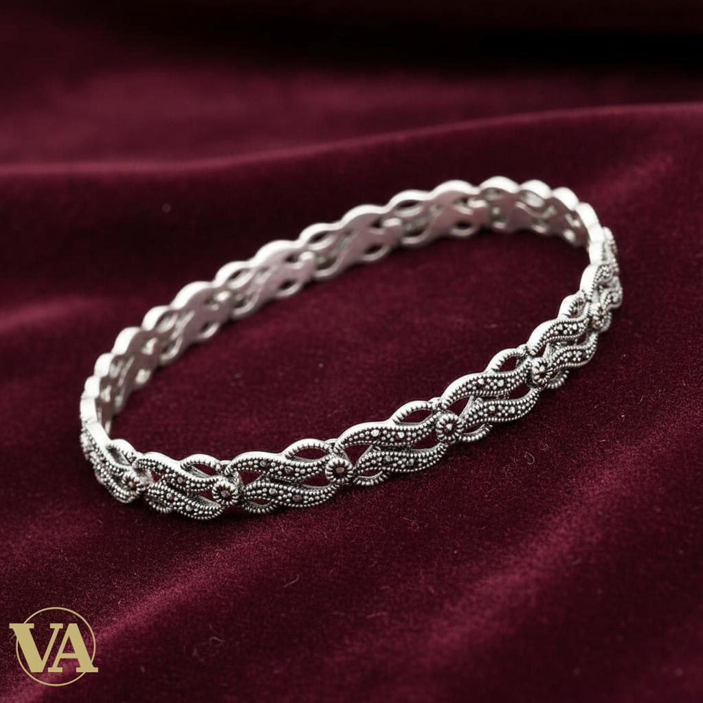 Bracelet Femme Argent 925 – Marcassite Vintage et Fermoir Cliquet-Vindicta : Bijoux Argent 925 Massif, Luxe et Héritage