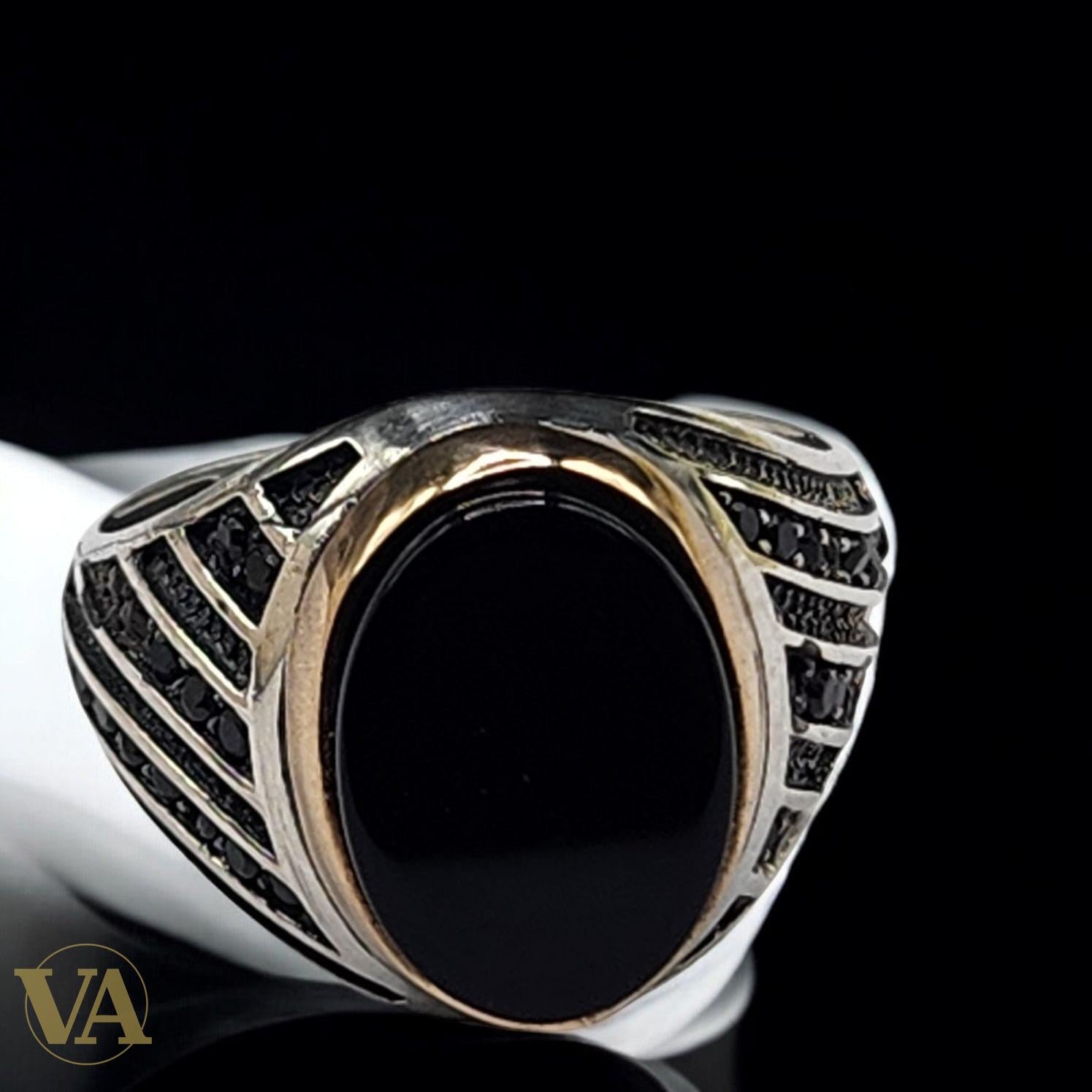 Bague homme argent 925 avec onyx noir