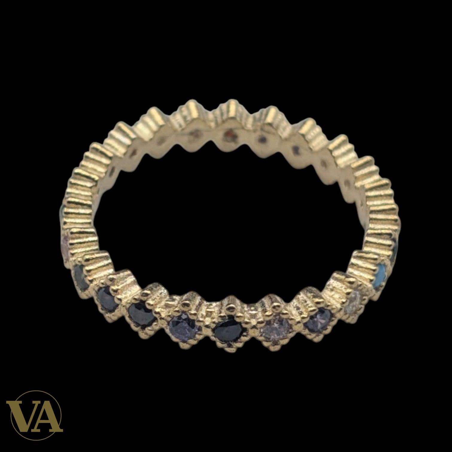 Bague femmes Argent Plaqué Or Oxydes Multicolores