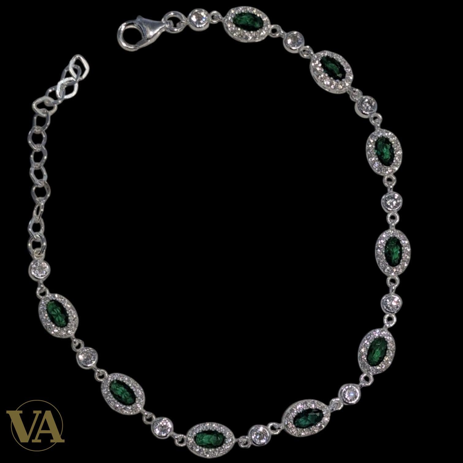 Bracelet Femme Argent 925 Oxyde Vert – Élégance Intemporelle