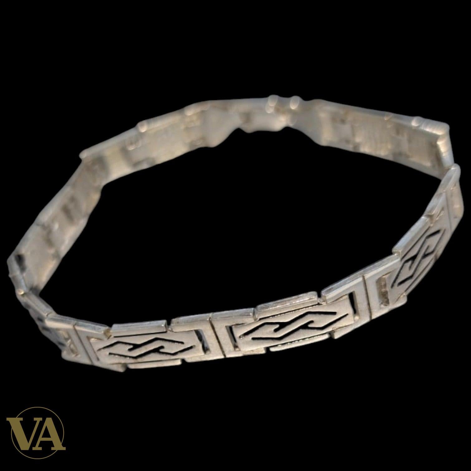 Bracelet Homme Argent 925 – Maillons Graphiques 8 mm