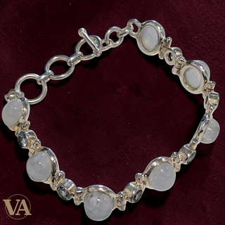 Bracelet Femme Argent 925 Pierre de Lune & Cristaux Vintage