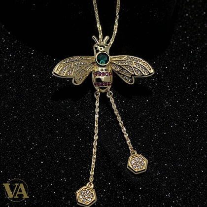 Collier Femme Abeille Vermeil — Pendentif Argent Plaqué Or 18K