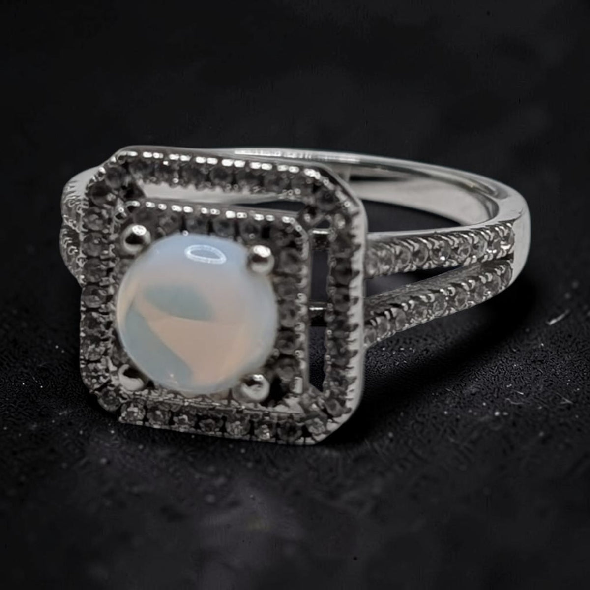 Bague Femme Argent 925 Opale Double Halo Zircons - Argent 925 - Vindicta