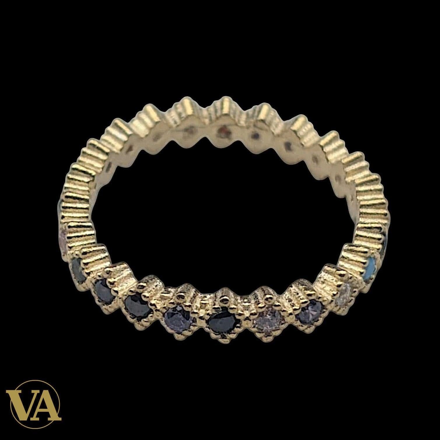 Bague femmes Argent Plaqué Or Oxydes Multicolores