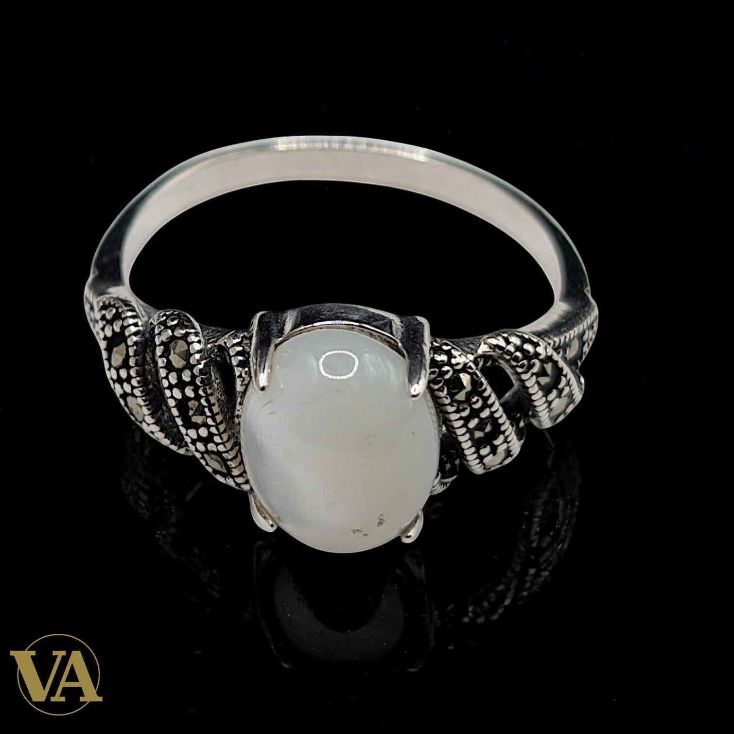 Bague femme Pierre de Lune & Marcassite