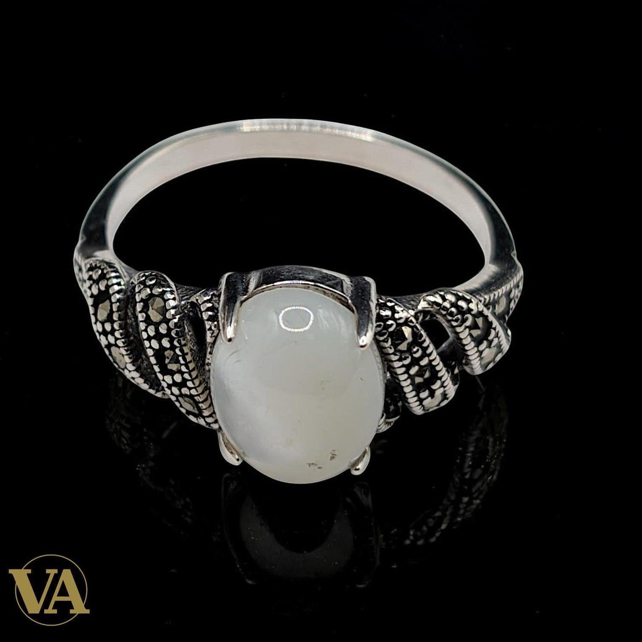 Bague femme Pierre de Lune & Marcassite - Argent 925 - Vindicta