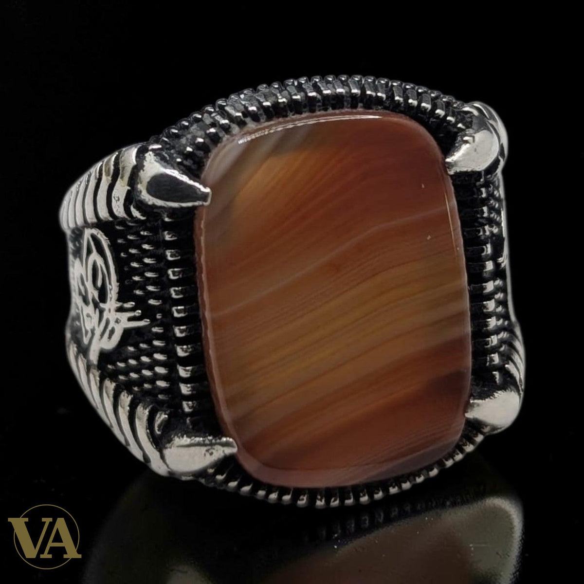 Chevalière Homme Argent 925 – Cornaline & Griffes Ciselées-Vindicta : Bijoux Argent 925 Massif, Luxe et Héritage