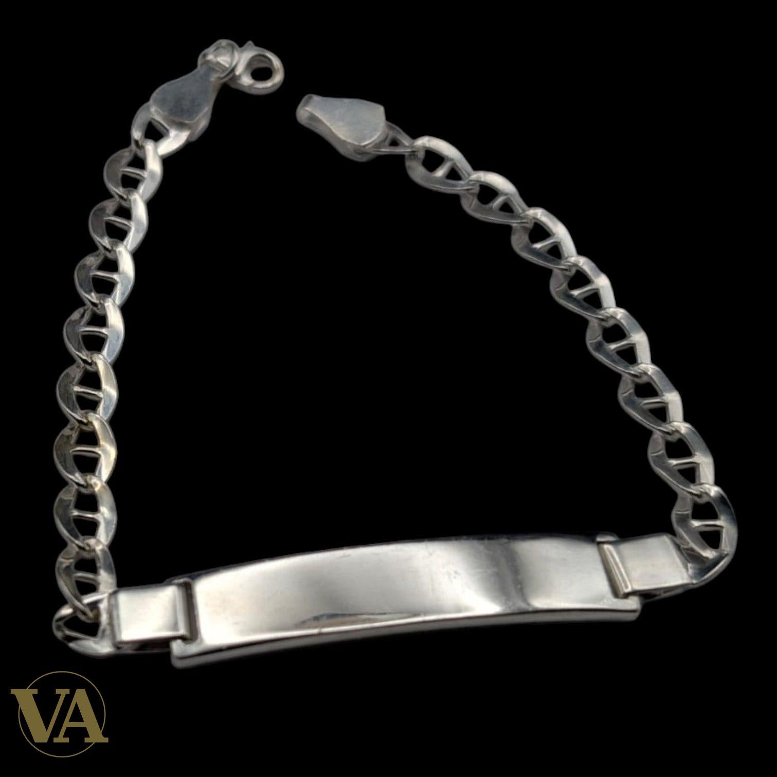 Bracelet Homme Argent 925 – Maille Fine & Plaque 38 mm