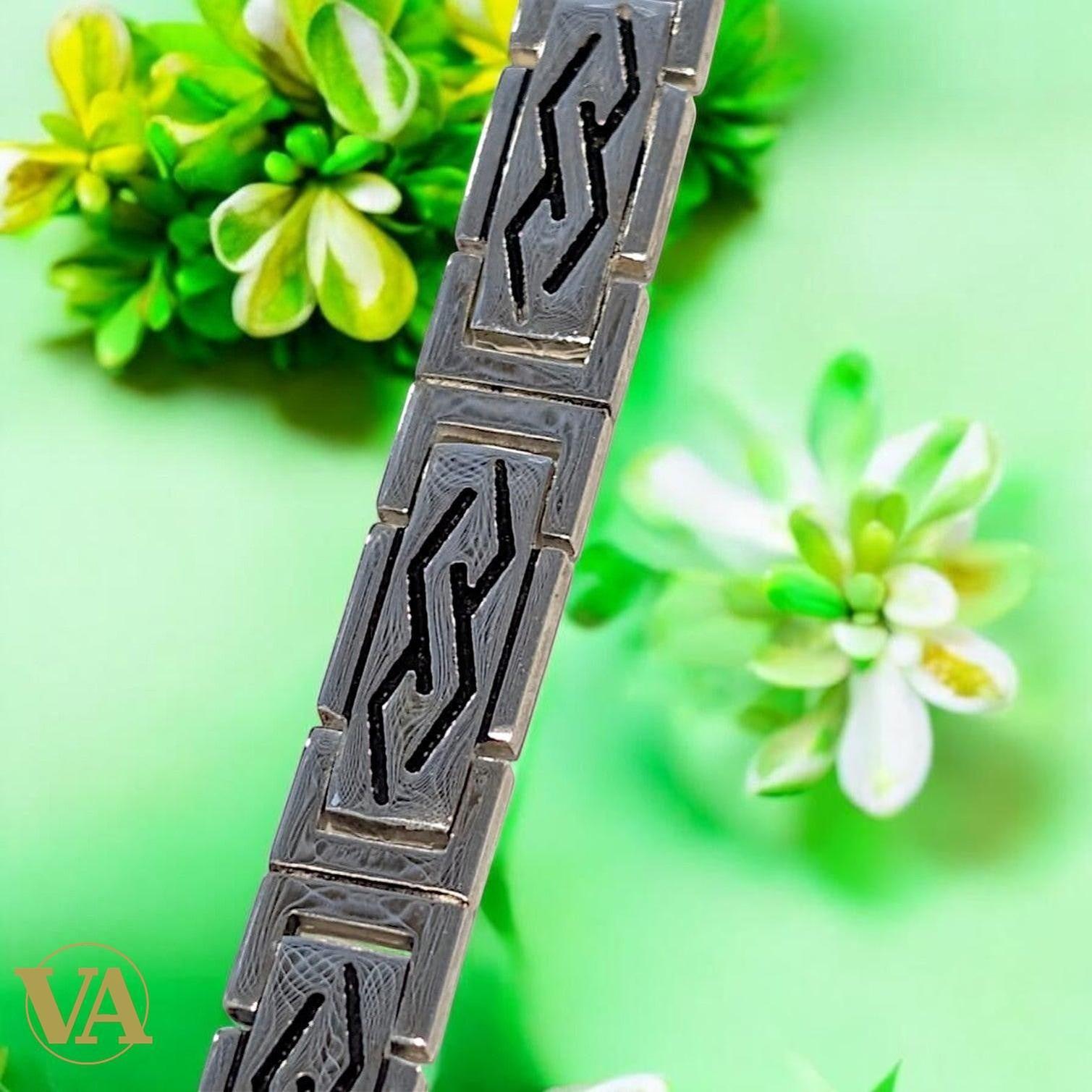 Bracelet Homme Argent 925 – Maillons Graphiques 8 mm | Bijoux Vindicta
