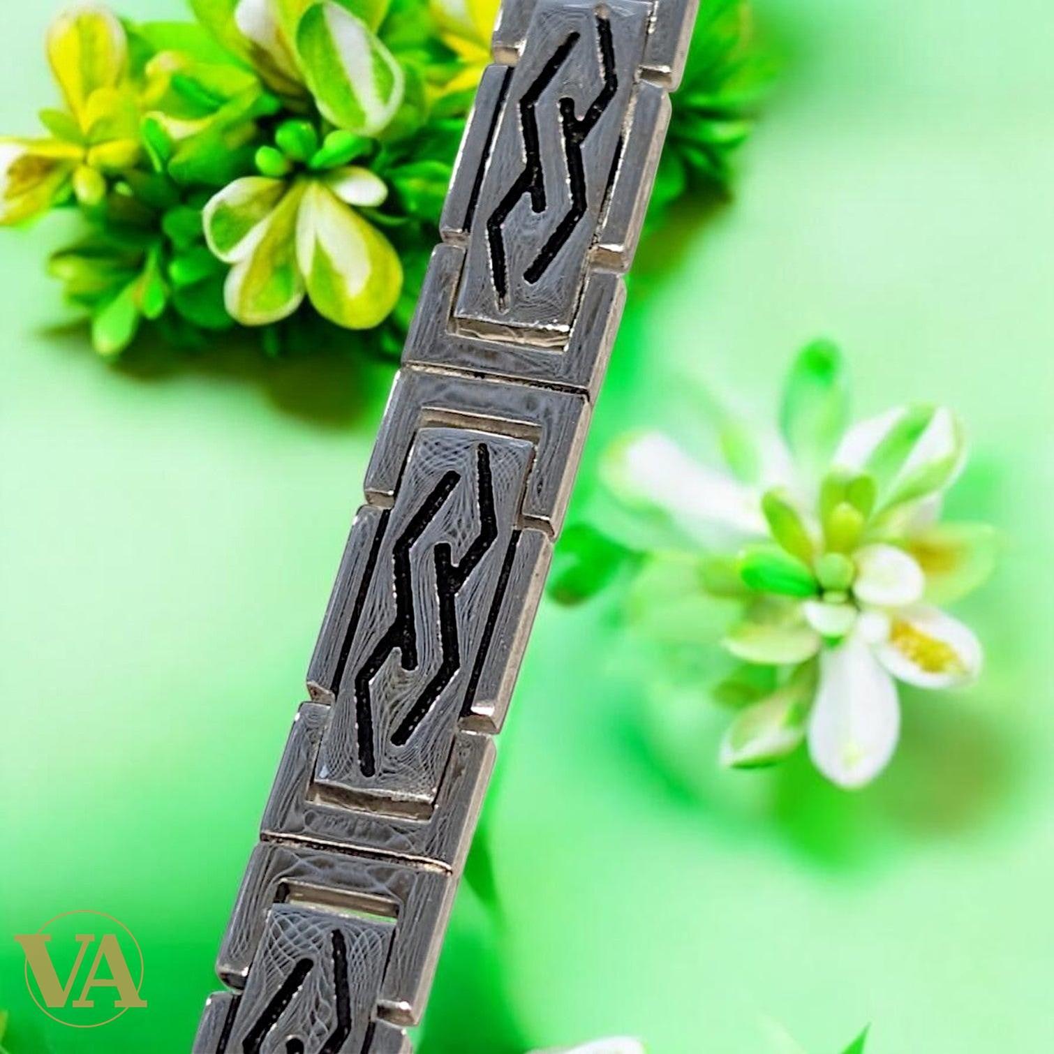 Bracelet Homme Argent 925 – Maillons Graphiques 8 mm