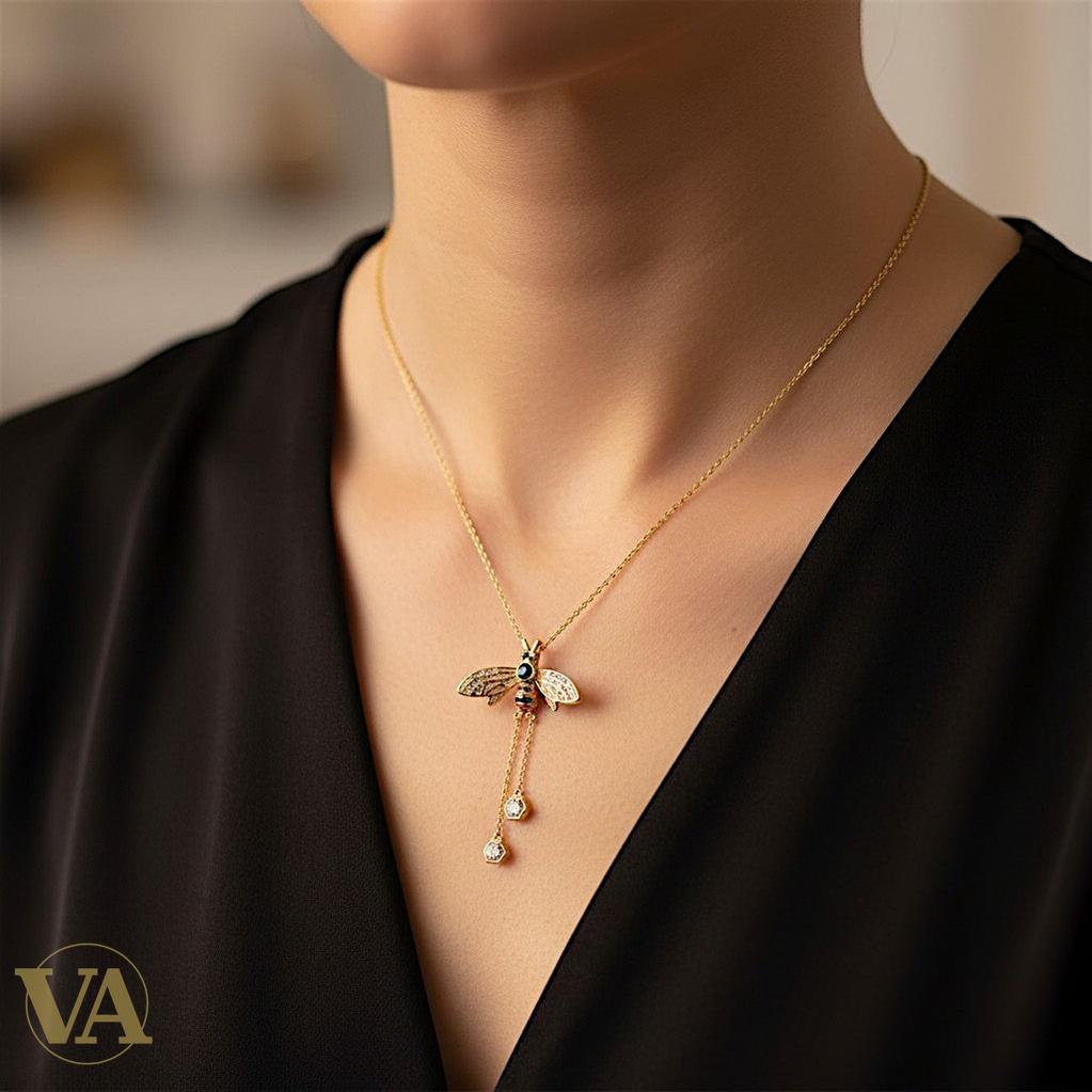 Collier Femme Abeille Vermeil — Pendentif Argent Plaqué Or 18K | Bijoux Vindicta