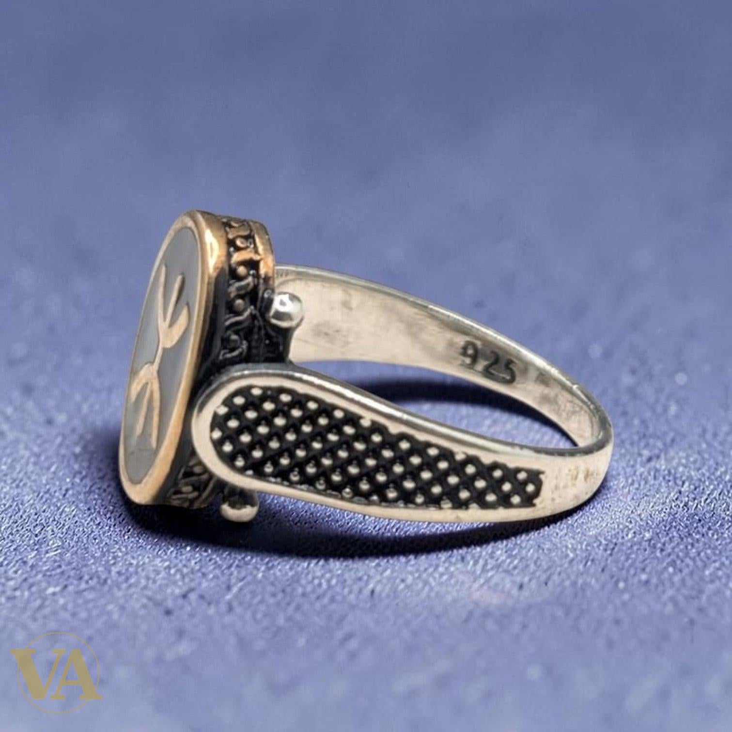 Chevalière Homme Argent 925 Onyx Noir Symbole Berbère-Vindicta : Bijoux Argent 925 Massif, Luxe et Héritage