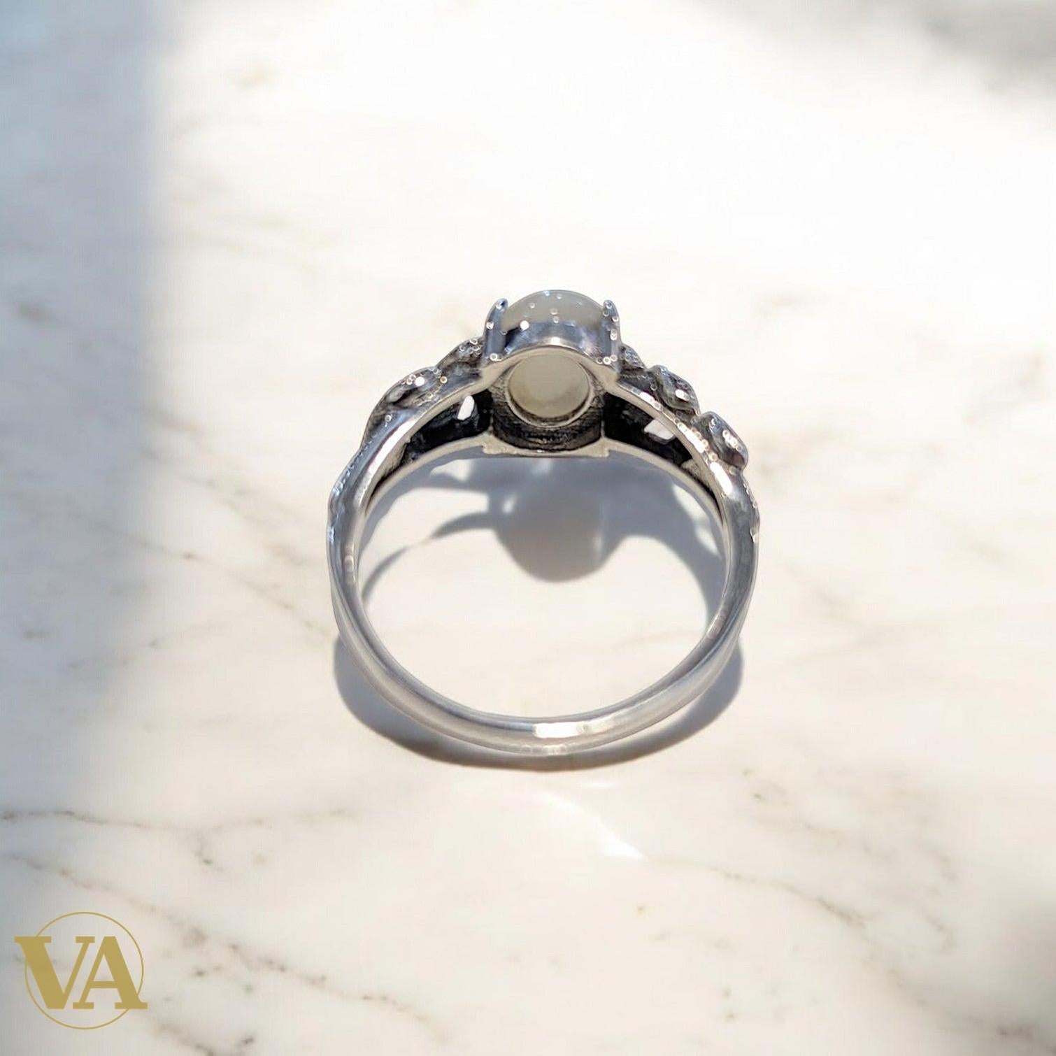 Bague femme Pierre de Lune & Marcassite | Bijoux Vindicta