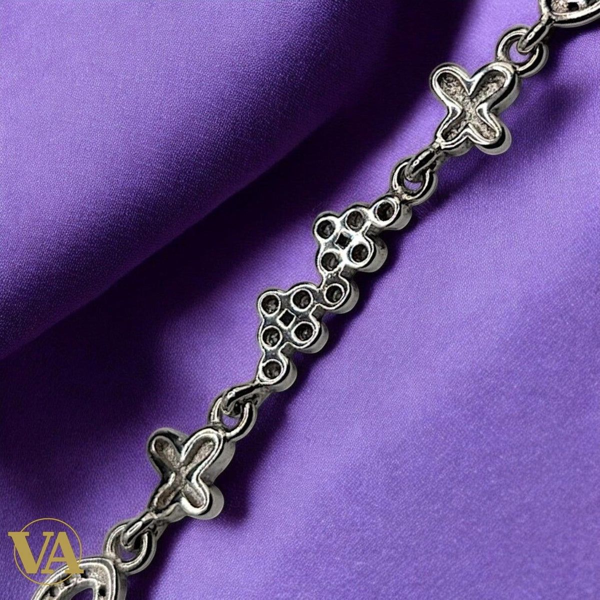 Bracelet argent 925 femme motifs navette oxydes zirconium - Argent 925 - Vindicta
