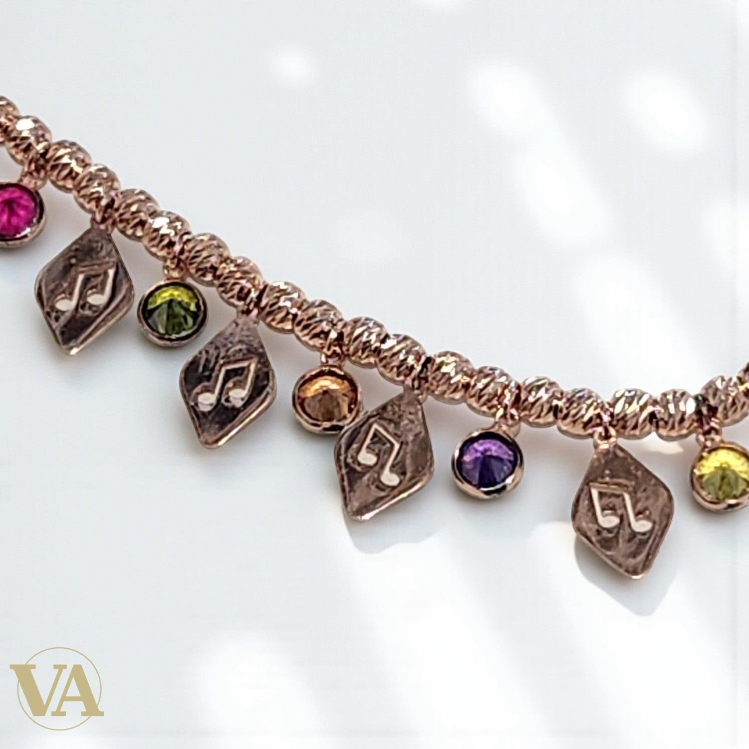 Collier en argent 925 plaqué or rose – Pampilles multicolores