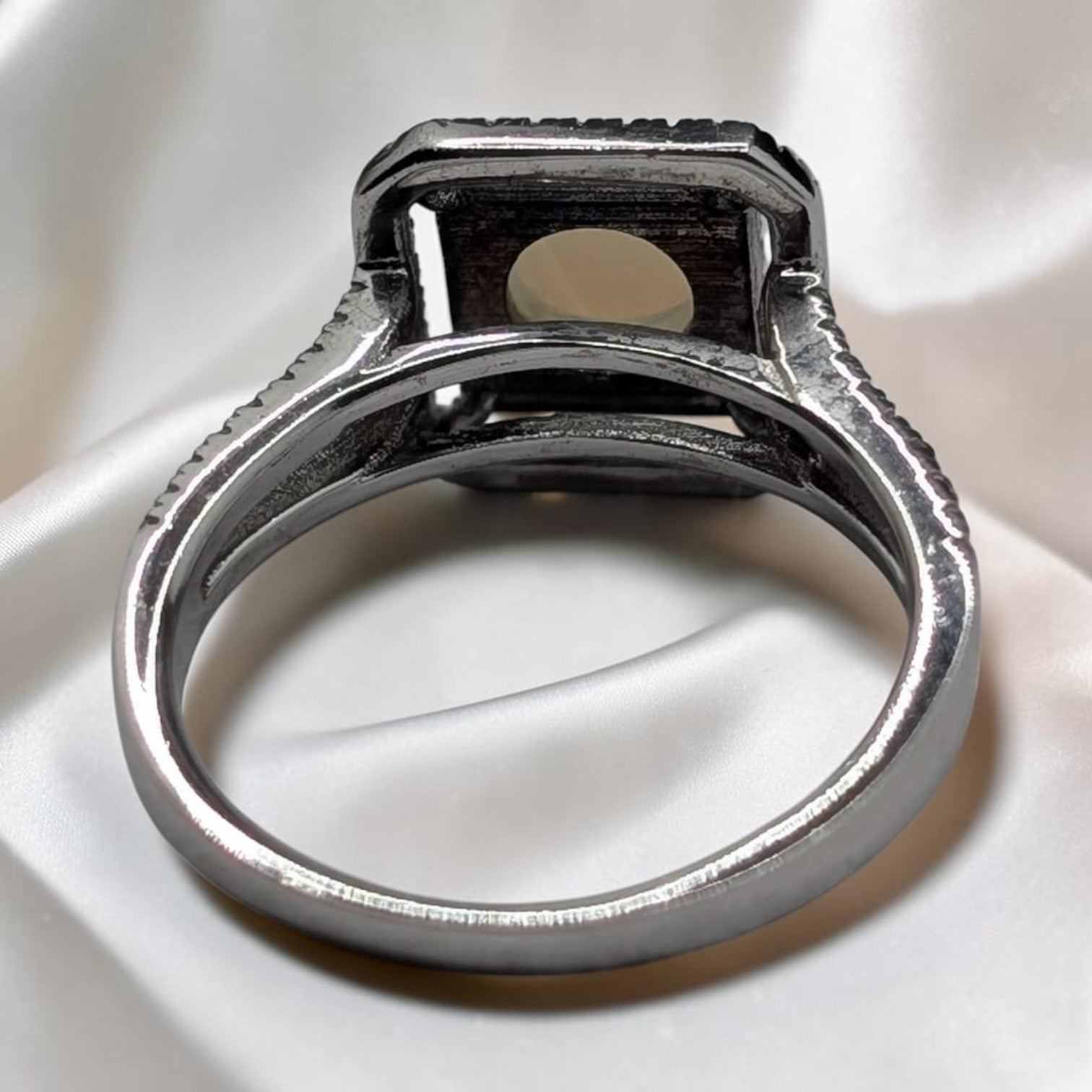 Bague Femme Argent 925 Opale Double Halo Zircons
