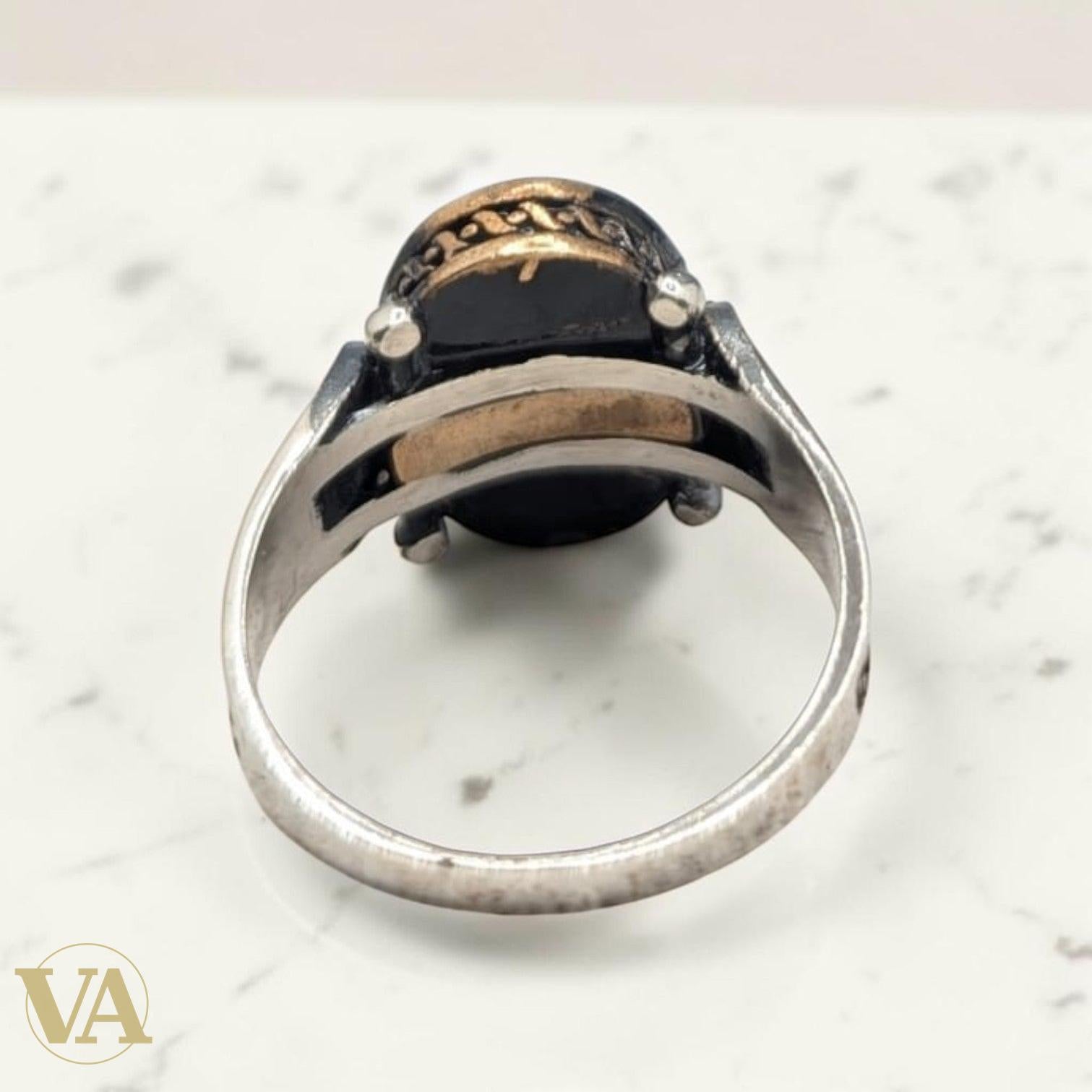 Chevalière Homme Argent 925 Onyx Noir Symbole Berbère-Vindicta : Bijoux Argent 925 Massif, Luxe et Héritage