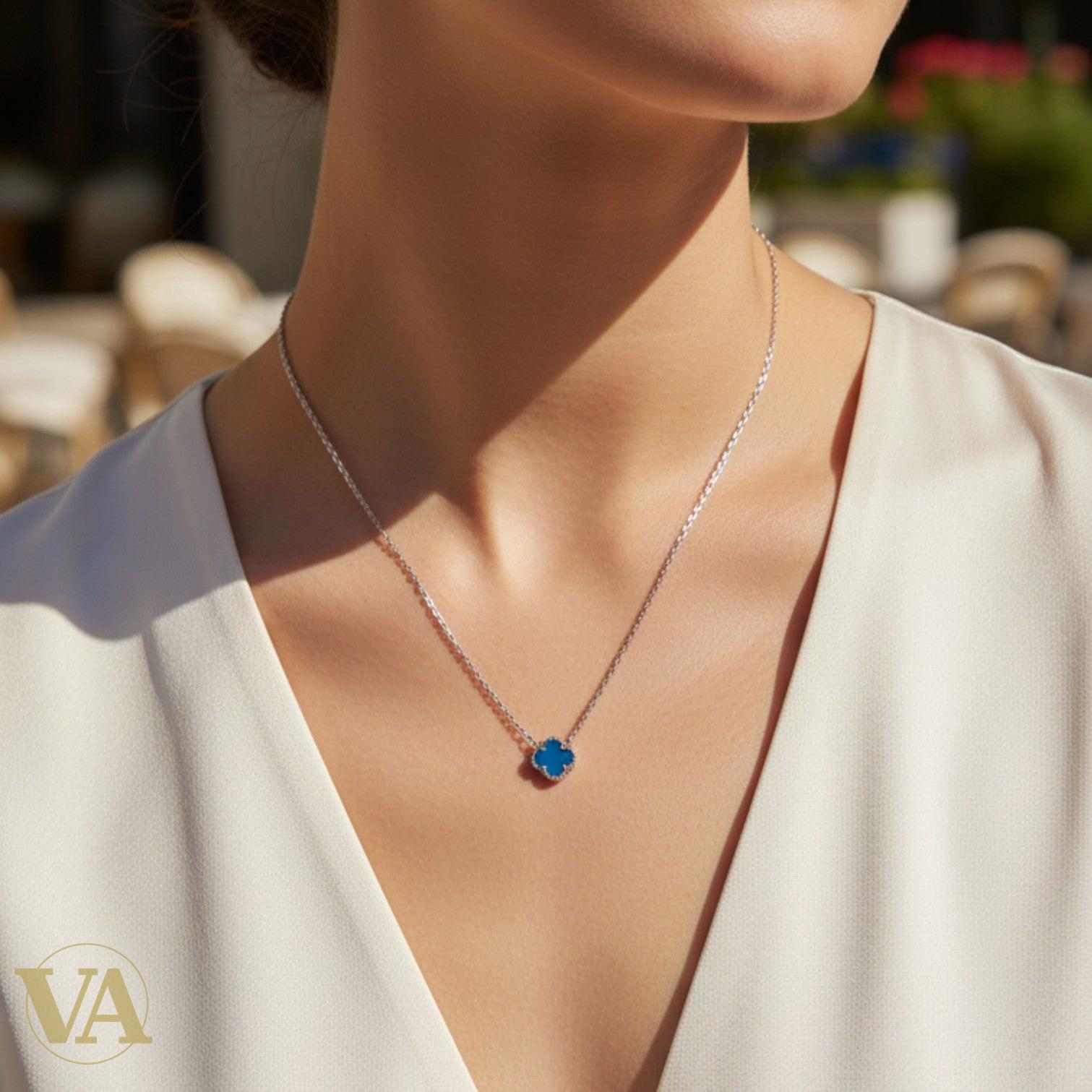 Collier Femme Turquoise Argent 925 — Pendentif Trèfle Pierre Naturelle-Vindicta : Bijoux Argent 925 Massif, Luxe et Héritage