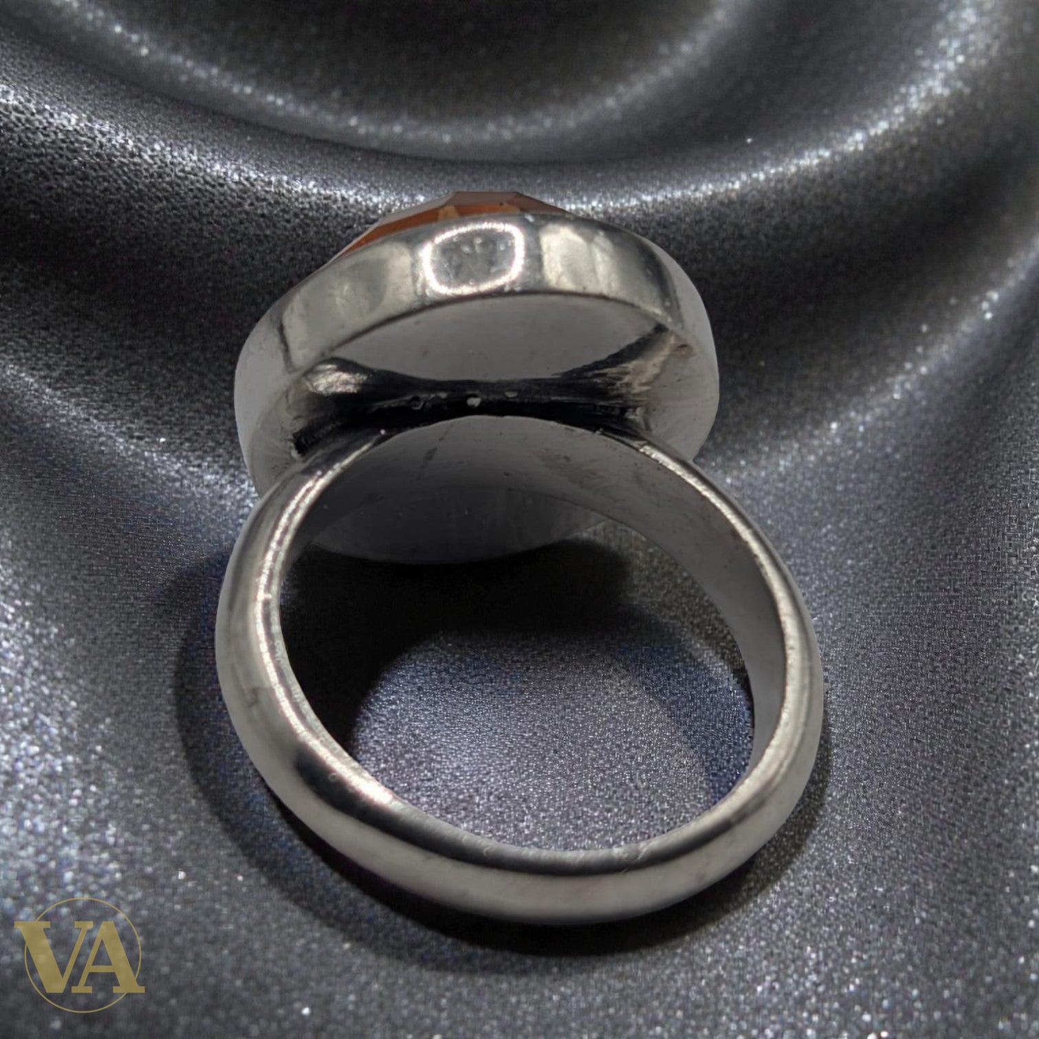 Bague femme Argent 925 Massif Quartz Fumé Facetté