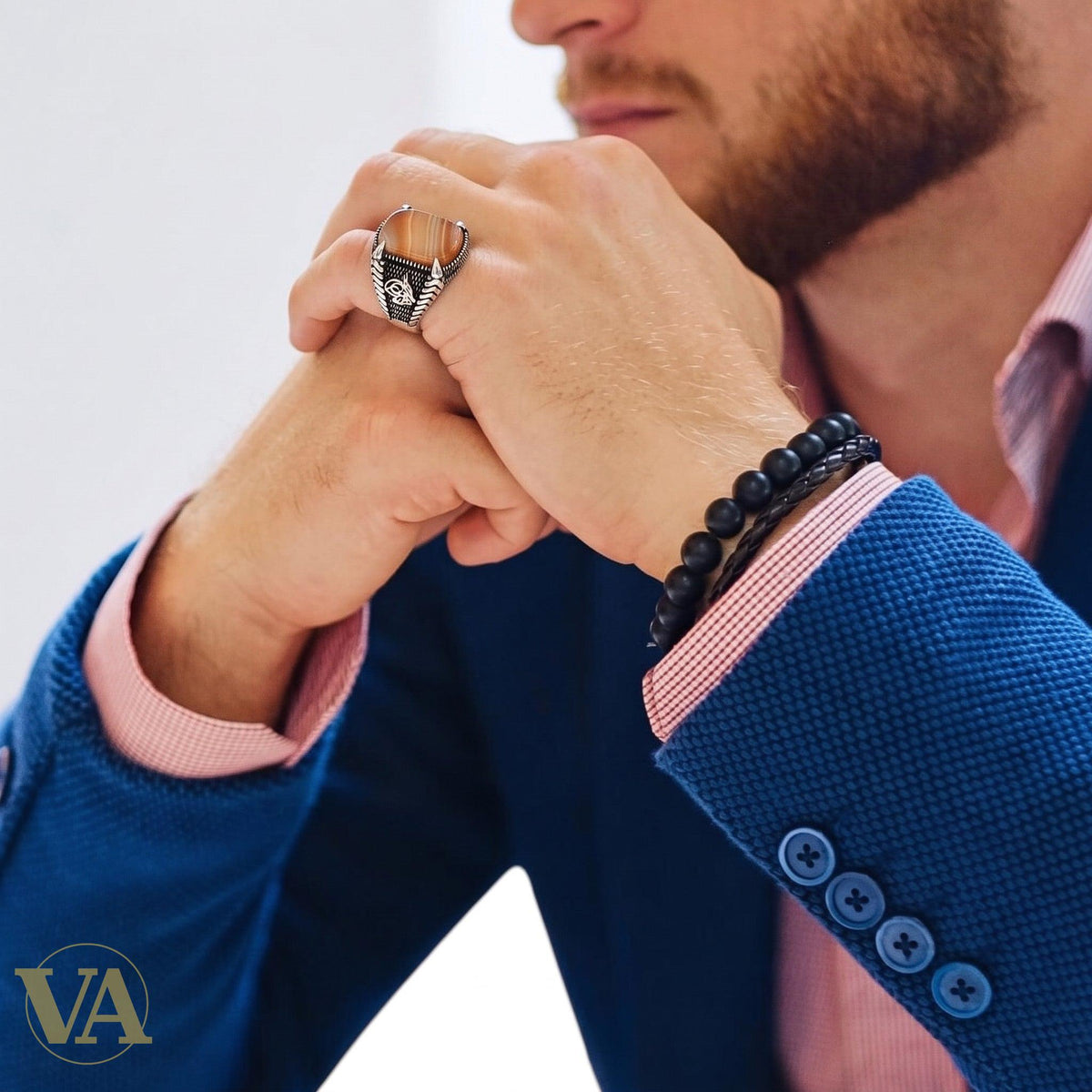 Chevalière Homme Argent 925 – Cornaline & Griffes Ciselées - Argent 925 - Vindicta