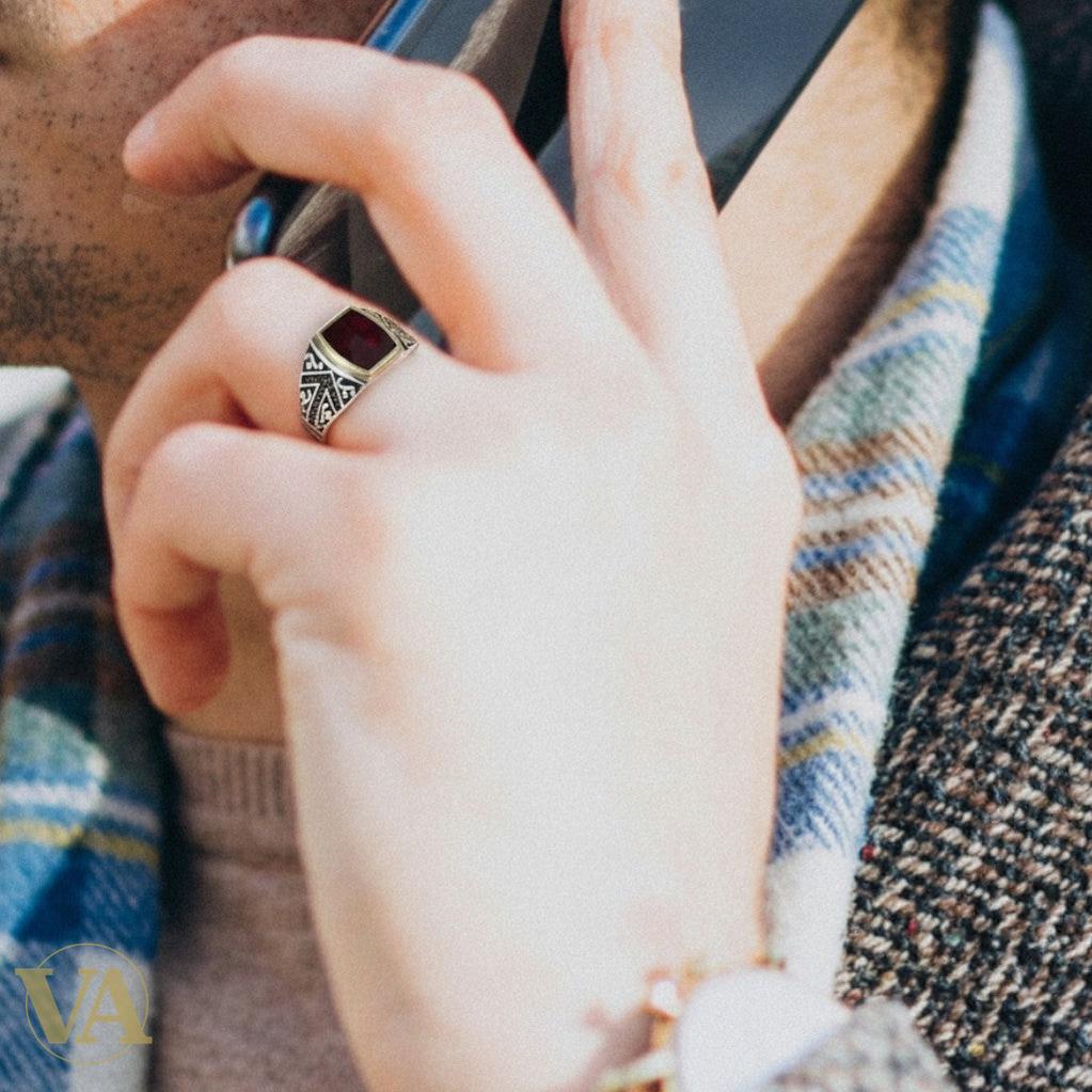 Bague Homme Argent 925 Cornaline – Authentique & Élégante