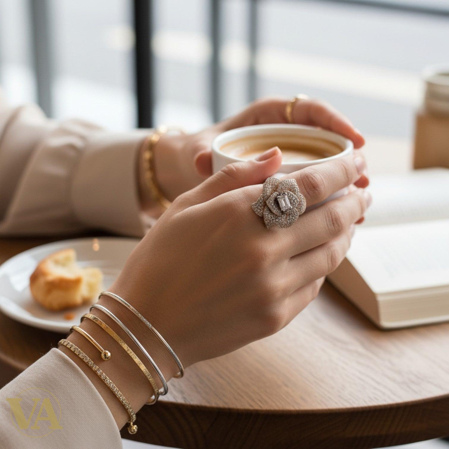 Bague Femme Argent 925 Plaqué Or Rose – Grande Fleur Sculptée-Vindicta : Bijoux Argent 925 Massif, Luxe et Héritage